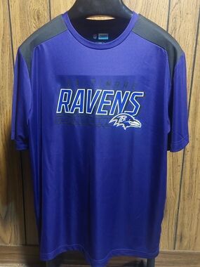 NFL Team Apparel Purple and Black Baltimore Ravens Short-Sleeve Tee Jersey Large